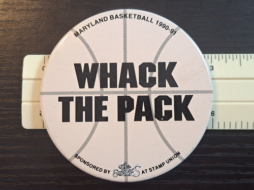 Vintage Maryland Basketball Pinback Button "Whack the Pack" (NC State) 1990-91 - Picture 2 of 10