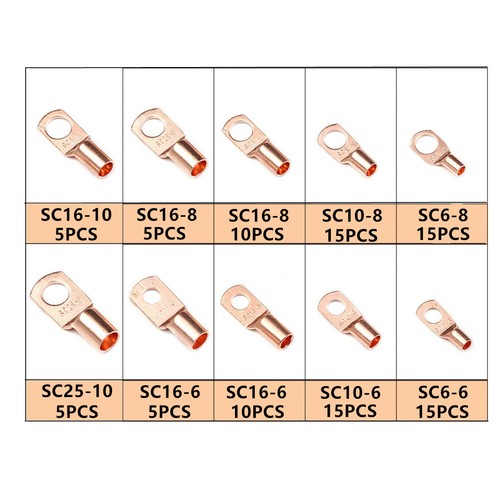 100PCS Electrical Wire Terminals SC Tinned Copper Lug Ring Connectors Bare Kit - Picture 4 of 12