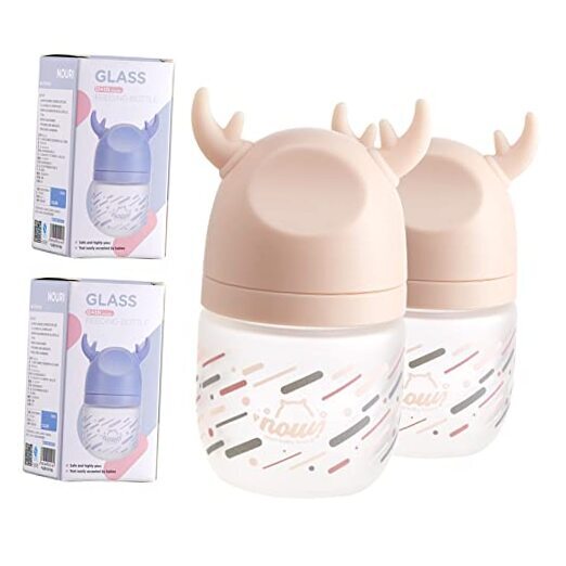 Nouri Glass Baby Bottle with Silicone Sleeve, Glass Bottles for Babies, BPA 2