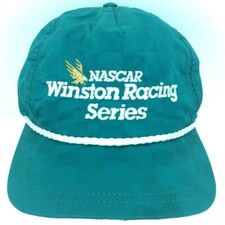 Vtg Nascar Winston Racing Series Cap Checkered Rope Hat Script Spell Out Trucker