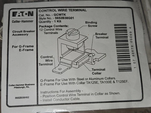 Eaton GCWTK Control Wire Terminal Circuit Breaker Accessories 10 PACK