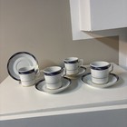 24.12.048 Fürstenberg Form Herzog Ferdinand Dekor Blau Gold 4 x Kaffeetasse + UT