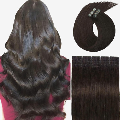 Aison Tape-in Human Hair Extensions 20pcs #2 Dark Brown 20'' 50g
