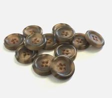 24 Buttons Mottled Brown Translucent Swirl Plastic 4-Hole Sew Sewing 20 mm BR45