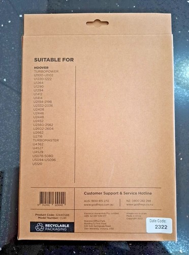 Vacuum Cleaner bags 5PC Unifit CU41 Suits Hoover Turbopower Turbomaster. - Picture 2 of 3