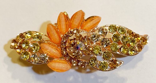 Peacock and Feather  Inspired Design Hair Barrette crafted with Rhinestones and  - Picture 3 of 7