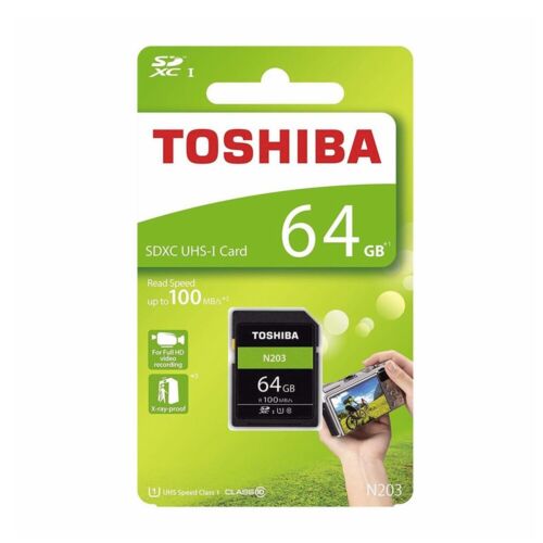 SD Card Toshiba 64GB N203 SDXC Class 10 Ultra DSLR Video Camera Memory 100mb/s - Picture 1 of 2