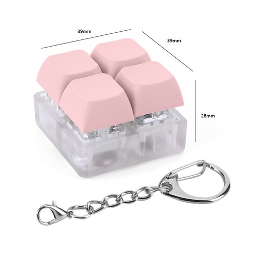 4 Buttons Glowing Mechanical Keyboards Fidget Keychain with LED Light Portable - Afbeelding 32 van 42