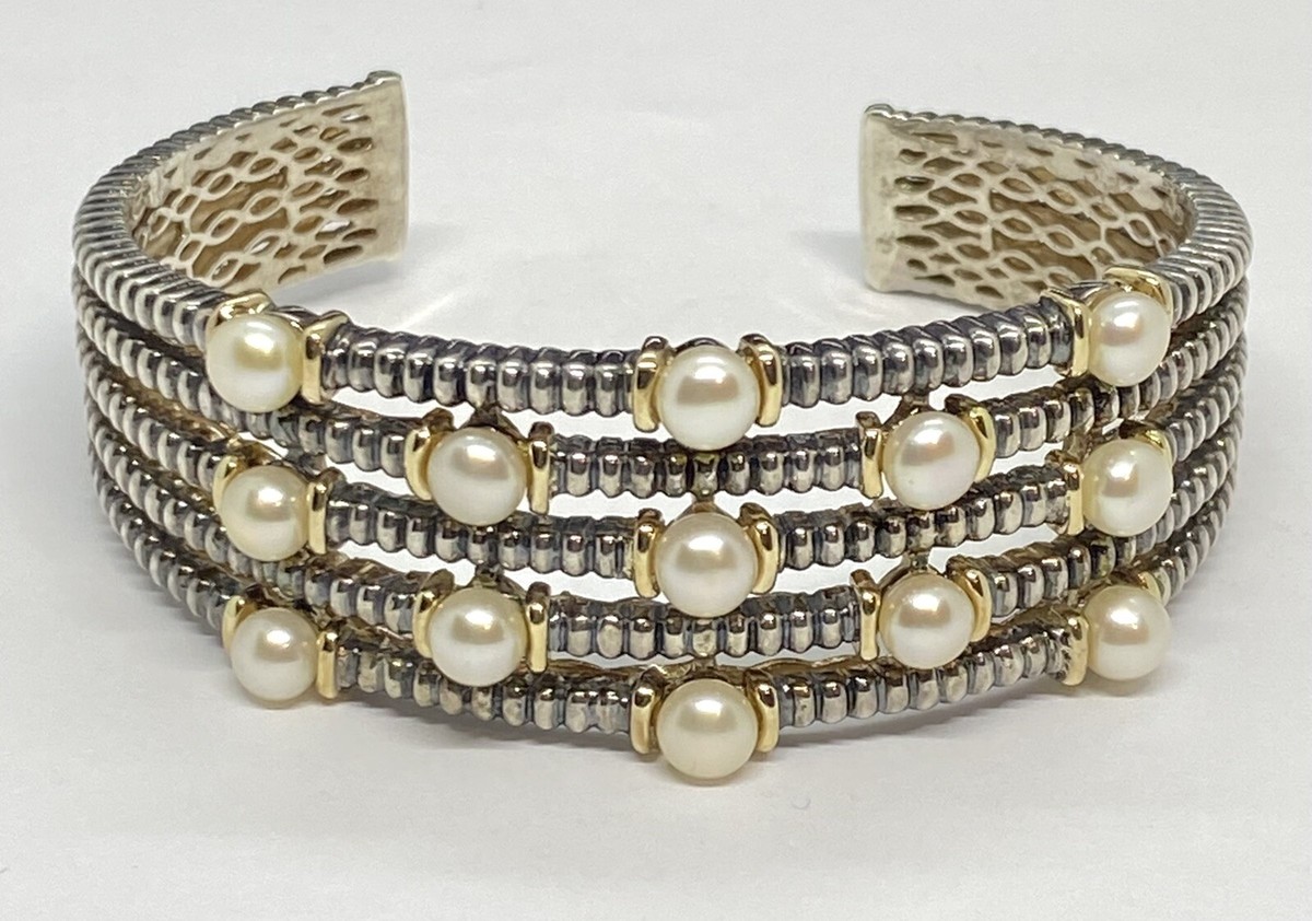 アクセサリー CDL PEARL BRACELET SIZE:S 6.90 Gm Natural Pearl Cab Bracelets 925 Solid Sterling