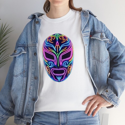 Unisex Erwachsene T-Shirt Neon Schillernd Lucha Libre Wrestler Maske Wrestling Tee Cool - Bild 20 von 21