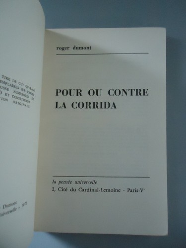 Pour ou contre la corrida - Roger Dumont - La pensée universelle - 1971 - Picture 10 of 15