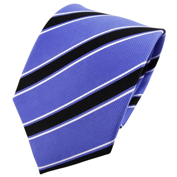 Tigertie Seidenkrawatte Blau Schwarz Weiß Gestreift - Krawatte Seide Binder Tie-image