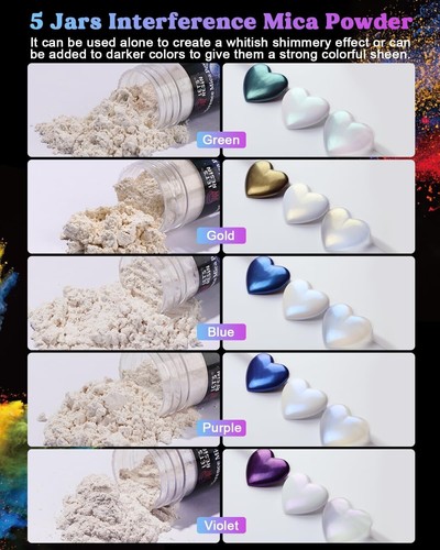 Professional-Grade Mica Powder Set: 60 Colors for Resin, Candle & Art Making - Picture 6 of 8