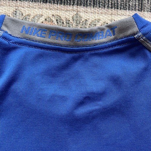 Nike Hyperwarm Pro Combat Shirt Mens Medium Blue Fitted Dri-Fit Long Sleeve - Picture 8 of 8