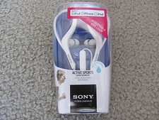 New Sony MDR-AS400iP Active Sports Ultra Secure Fit Stereo Headphones White