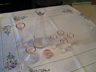 LUIGI BORMIOLI ART DECO DECANTER AND 6 CONICAL GLASSES IN CRYSTAL AND PINK — photo 9