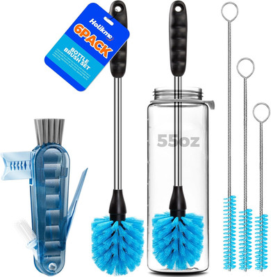 Stainless Steel Brush Set with Long Handle for Bottles and Straws, 6 Pack