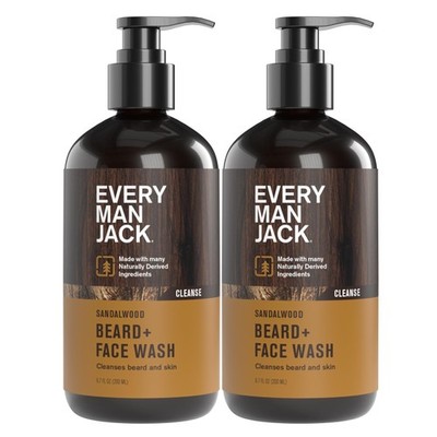 Sandalwood Beard Wash 2-Pack - Cleanse, Soften, Hydrate with Aloe & Coconut 6...