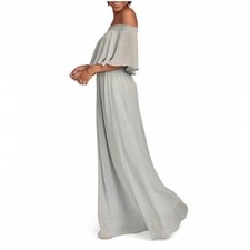 Show Me Your Mumu Hacienda Maxi Dress Women Small Silver Ruffle Ethereal Minimal