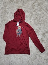 Polo Ralph Lauren Red Fleece Bear Graphic Hoodie Sweatshirt Men  s Size Large