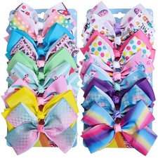18Pcs 5 Inch Hair Bows for Girls,Colorful Rainbow Girls Hair Bows