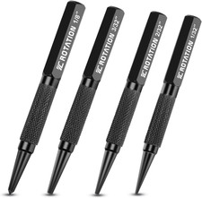 4-Piece Nail Punch and Center Punch Set, 1/32", 1/16", 3/32" 1/8" Hardened...