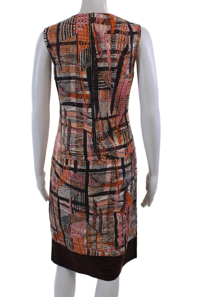 Lida Baday Womens Linen Stitching Detail Sleeveless Dress Orange Size 8 - Image 3 of 4