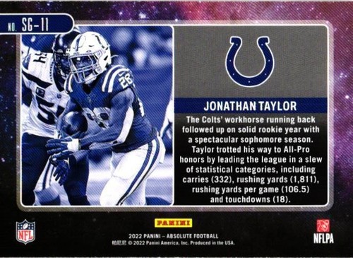 2022 Panini Absolute #SG-11 Jonathan Taylor Star Gazing - Picture 2 of 2