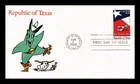 US COVER REPUBLIC OF TEXAS 150TH ANNIVERSARY FDC ELLIS ANIMATED CACHET