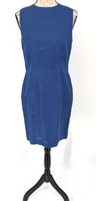 TALBOTS Irish Linen Dress SIZE 8Pet Blue Lined Business Modest Vacation GREAT