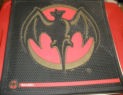 Bacardi Patron Bar Rubber Spill Mat 17'' X 17'' Black Bat