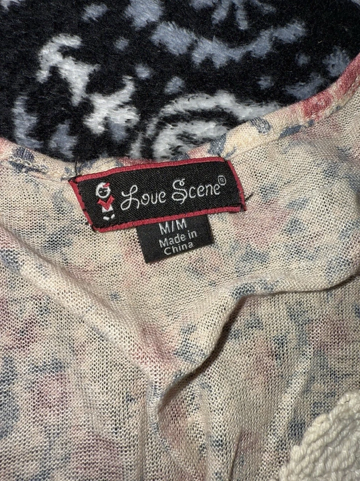 Floral Top Blouse Womens Junior Medium Sleeveless Polyester Love Scene - Image 3 of 4