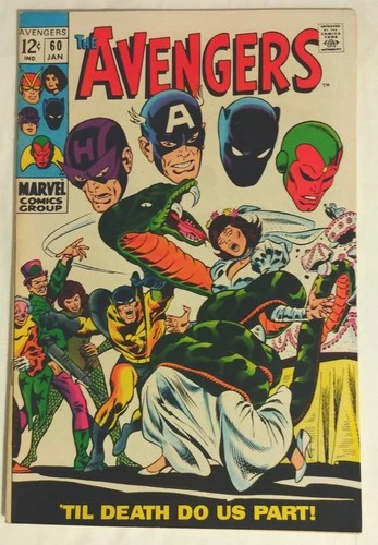 Avengers #60 1969 Vintage Marvel Comic Marriage of Wasp and Yellowjacket Vision