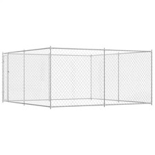 Outdoor Dog Kennel 383x383x185 cm – Galvanised Steel, 14.6 m², Safe Mesh