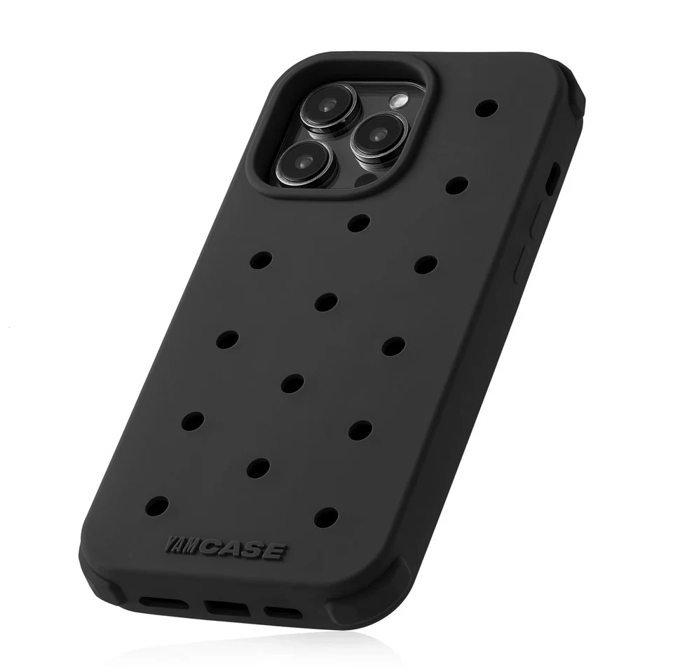 Funda para teléfono iPhone 15 Pro Jibbitz Croc Charm negra Foto 3 de 4