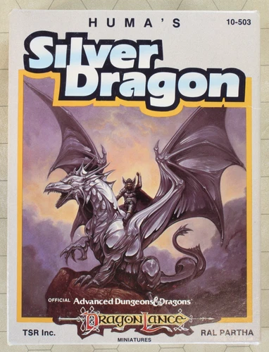 AD&D HUMA'S SILVER DRAGON Dragonlance metal minis Box RAL PARTHA 1988 10-503