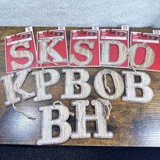 Lot Of 12 Letter Holiday Christmas Ornament Xmas Monogram Initial Faux Wood