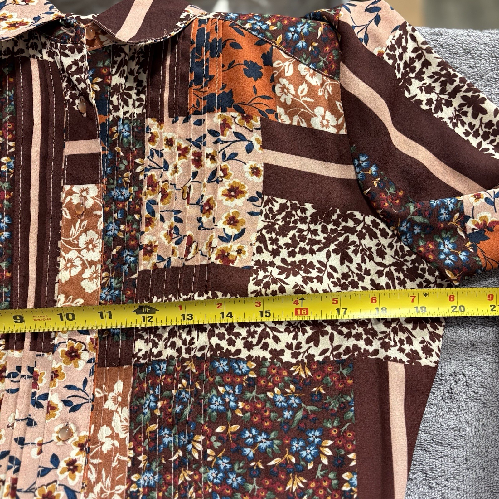 NANETTE LEPORE Button Up Patchwork Shirtdress Tie… - image 8