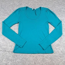 Michael Stars Shirt Women One Size OS Teal Scoop Neck Cotton Stretch USA Tee Top