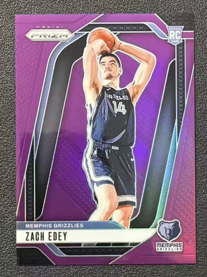 Zach Edey 2024-25 Panini Prizm 62/99 Purple RC Memphis Grizzlies #249