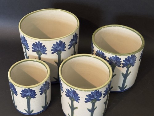 Vintage 4 Stck. Louisville Steinzeug Bachelor Knopf Kornblume Kanister Set - Bild 2 von 8