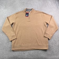 NEW Lands End Sweatshirt Mens XL Brown Ribbed Quarter Zip Pullover Sweater NWT