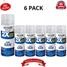 6 Pack, Clear, Rust-Oleum American Accents 2X Ultra Cover Gloss Spray Paint- 12