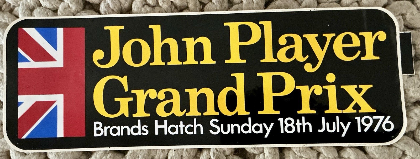 Raro Adesivo JOHN PLAYER GRAND PRIX 1976 Originale Brands Hatch F1