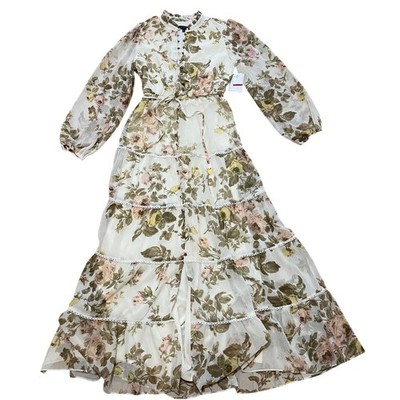 1. STATE Women XS Tiered Maxi Dress Floral Sheer Long Sleeve Cottage  Prairie NWT | eBay