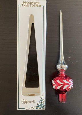 Vtg 7.5  Silver/Red/White Mercury Glass Christmas Tree Topper Rauch Small