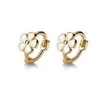 10mm Daisy Huggie Hoop Earrings 925 Silver Flower Earrings For Women Girls 152