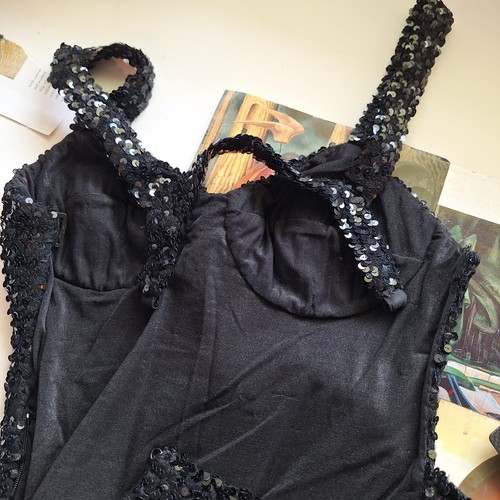 Mini Vestido Vintage Años 90 Lolita Lempicka Negro Lentejuelas Para Mujer XS Pequeño Bodycon - Imagen 6 de 9