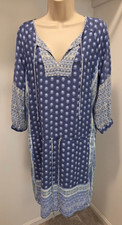 Blue Floral Midi Dress - GAP - Size XS - Long Sleeve, Patterned, Drawstring