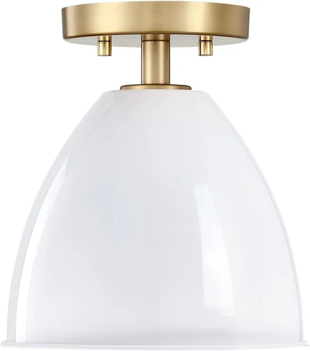 Biba 8.25" Brushed Gold Semi-Flush Ceiling Light Fixture - Stylish & Modern - Picture 5 of 8